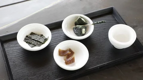  traditional tea table, tea pot on table Video stock 306040534