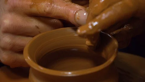 Traditional techniques of creating pots. Potter hands working and making pottery 스톡 동영상 99772870