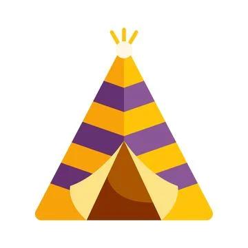 Traditional teepee structure with striped pattern vector icon Stock Illustration