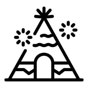 Traditional teepee tent with fireworks exploding, representing native america 스톡 일러스트