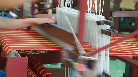 Traditional textile process by handmade Stock Footage 45429810