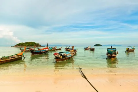 Traditional thai boats on the beach, Koh Lipe, Thailand. Stock Photos