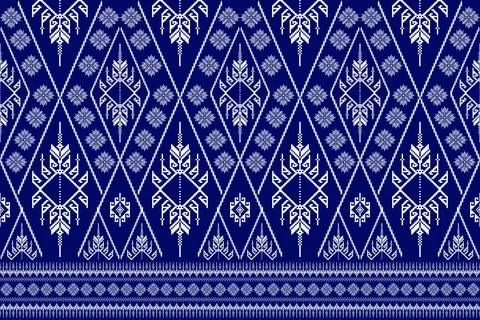 Traditional Thai Diamond Pattern in Navy Blue Illustrazione stock