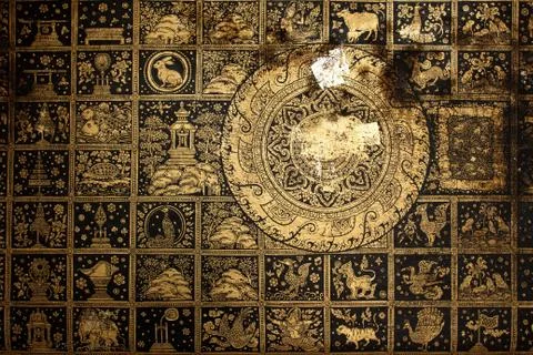 Traditional thai flower pattern background Stock Photos