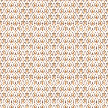Traditional Thai Pattern with Orange-Brown Motifs in Geometric Arches Illustrazione stock