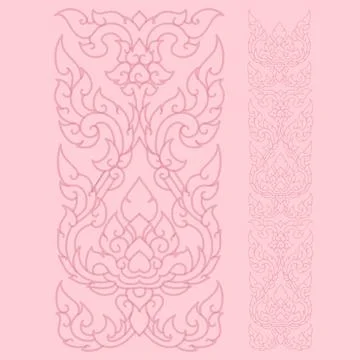 Traditional Thai pattern vector illustration with Khab Khap and Nak Khap mo.. Stock Illustration