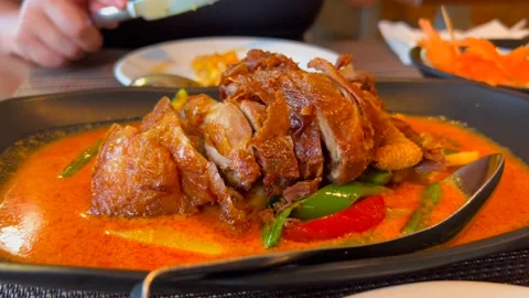 traditional-thai-red-curry-crispy-duck-d-stock-video-pond5