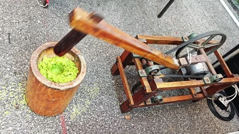 Traditional Thai Rice Pounding Machine. Stock Footage 340549241