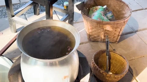 Traditional Thai Silk Dyeing Process Stock Footage 326623074