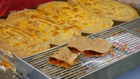 Traditional Thai snack, crispy pancake Stock Footage 107726836