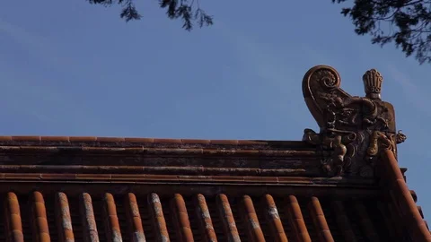 Traditional tile roofs of chinese temple, detail Stock Footage 77621632