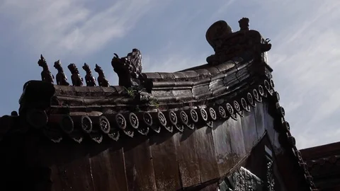 Traditional tile roofs of chinese temple, timelapse Stock Footage 77621670