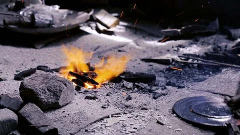 Traditional tinsmith work. Copper smith makes embossing artifacts from copper. D Stock Footage 76442062