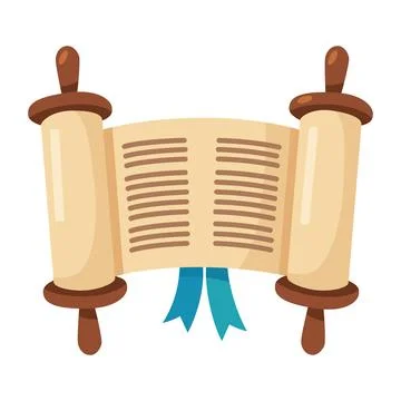 Traditional Torah Scroll with Ribbon Flat Vector Illustration Ilustración de archivo
