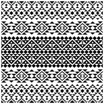 Traditional Tribal Pattern design vector in black white color Stock Illustration