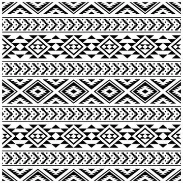 Traditional Tribal Pattern design vector in black white color Stock Illustration