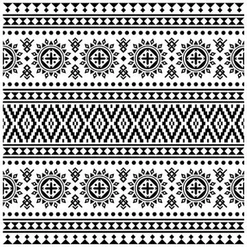 Traditional Tribal Pattern design vector in black white color Illustrazione stock