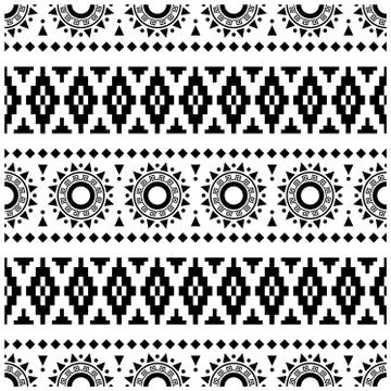 Traditional Tribal Pattern design vector in black white color Stock Illustration