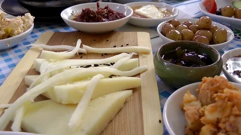 Traditional Turkish Breakfast Stock Footage 74483994