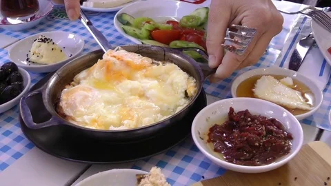 Traditional Turkish Breakfast Stock Footage 74484440