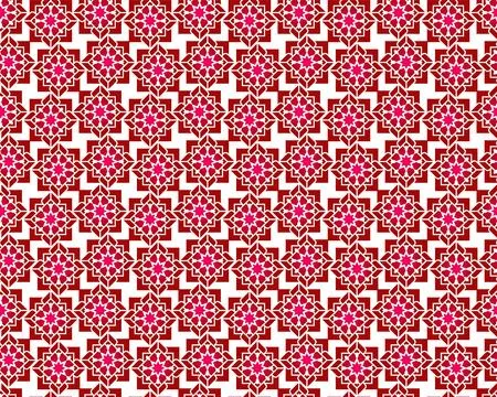 Traditional Turkish Seamless Pattern with Red and Pink Geometric Floral Orn.. Stock Illustration