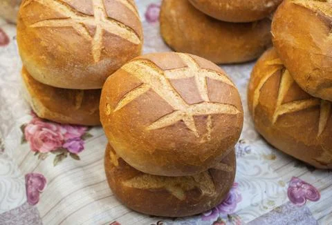 Traditional Turkish style made bread loaf Stock Photos