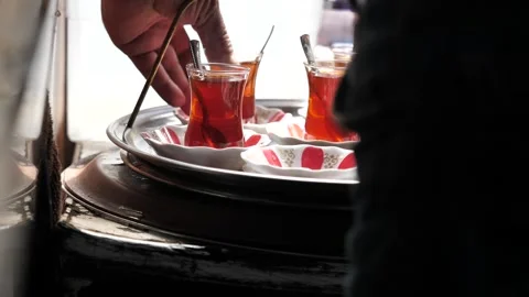 Traditional turkish tea Stock Footage 292770372