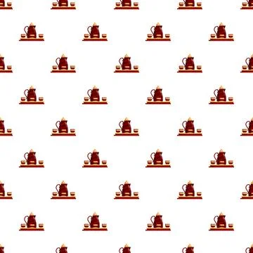 Traditional turkish tea set repeating pattern design 스톡 일러스트