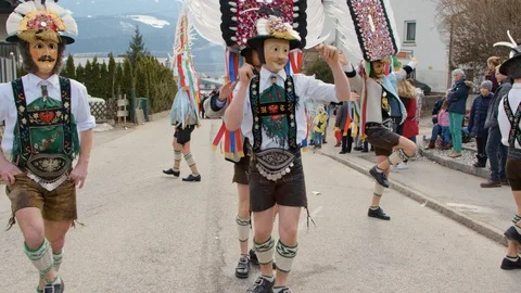 Traditional Tyrolean carnival dance Stock Footage 103789568