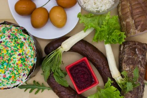 Traditional Ukrainian Easter Spread Stock Photos