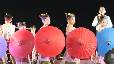 Traditional Umbrella Dance Stock Footage 265152965