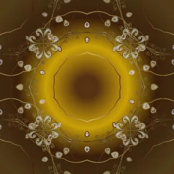 Traditional vector and golden pattern. Classic oriental pattern over yellow and Stock Illustration