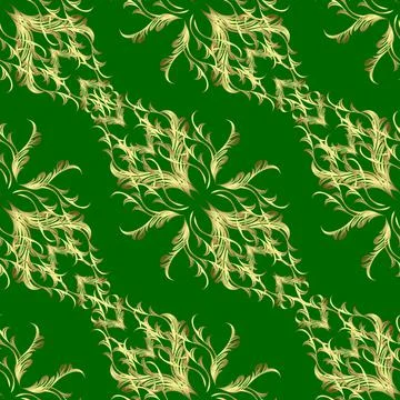 Traditional vector and golden pattern. Classic oriental background. Damask ornam Stock Illustration