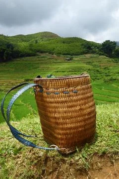 A traditional vietnamese carrying basket Stock Photos