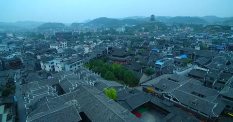 Traditional  village in the morning  withe gray tile Stock-Footage 69013759