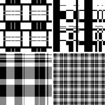 Traditional vintage plaid pattern set with tartan geometry. Seamless vector d Stock Illustration
