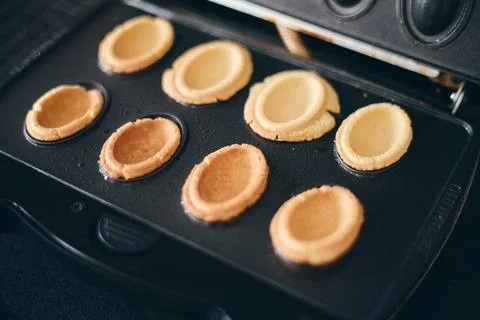 Traditional Walnut Shaped Cookie Shells on Baking Mold Stock Photos