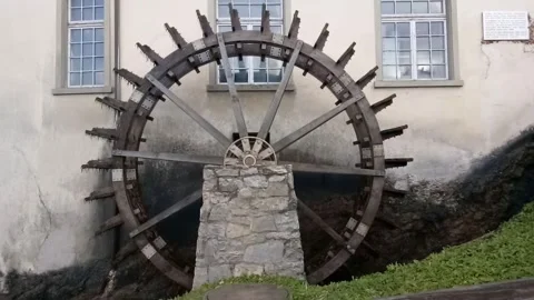 Traditional water wheel, water mill, Switzerland Stock Footage 247037853