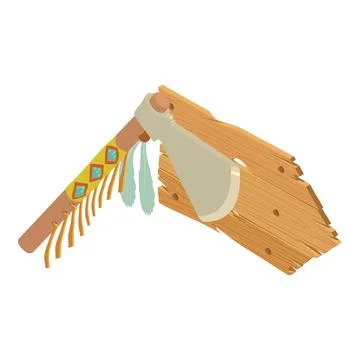 Traditional weapon icon isometric vector. Native american tomahawk and sign.. Stock Illustration