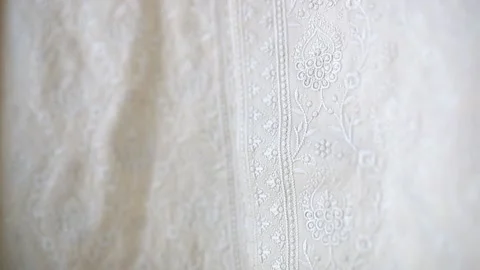 Traditional white cloth close up with soft focus. Stock Footage 231787159