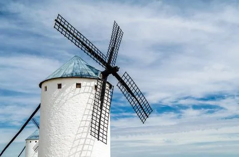 Traditional windmill in Campo de Criptana, Castilla La Mancha, Spain Stock Photos