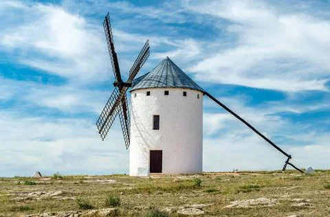 Traditional windmill in Campo de Criptana, Castilla La Mancha, Spain Stock Photos