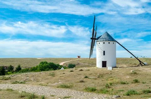 Traditional windmill in Campo de Criptana, Castilla La Mancha, Spain Stock Photos