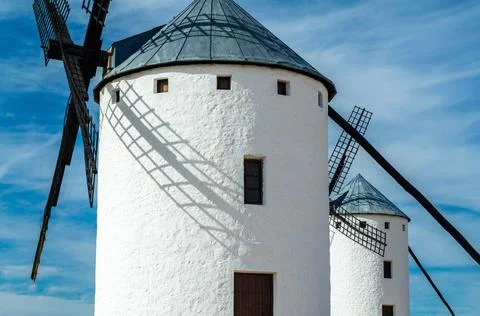 Traditional windmill in Campo de Criptana, Castilla La Mancha, Spain Stock Photos