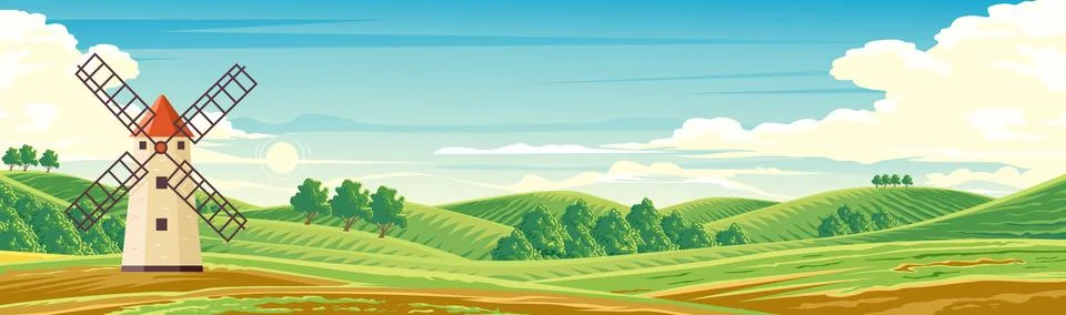 Traditional windmills Stock Illustration