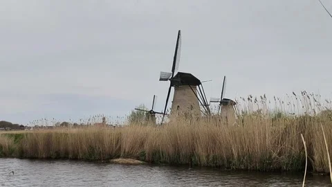 Traditional windmills in Kinderdijk, Netherlands 库存影片 340977183
