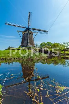 Traditional windmills near Amsterdam, Netherlands Stock Photos