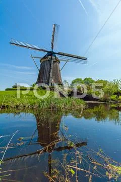 Traditional windmills near Amsterdam, Netherlands Stock Photos