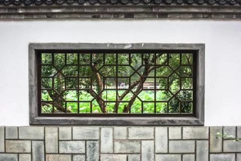Traditional window on the wall Foto stock