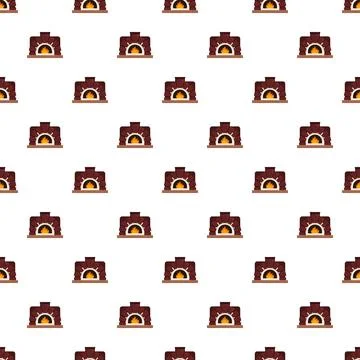 Traditional wood fired oven pattern seamless background Stock Illustration